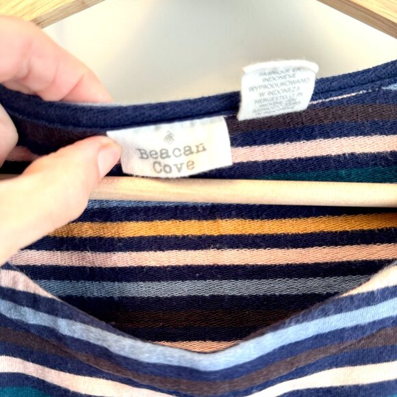 Beacon Cove Cotton Blend Size XS Striped Summer Dress French Terry - Picture 4 of 7